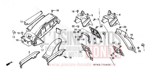 GARDE-BOUE ARRIERE NSR125RL de 1990